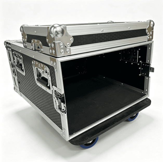 Double Door 7u Rack Mount Flight Case with Wheels