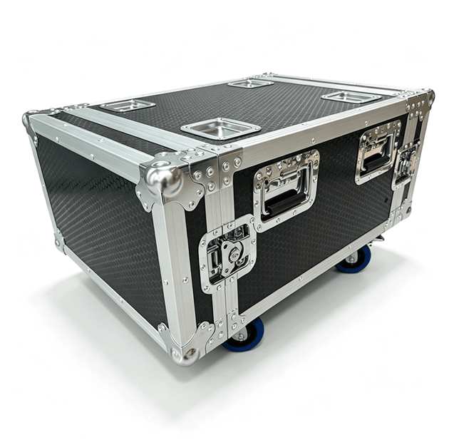 Double Door 7u Rack Mount Flight Case with Wheels
