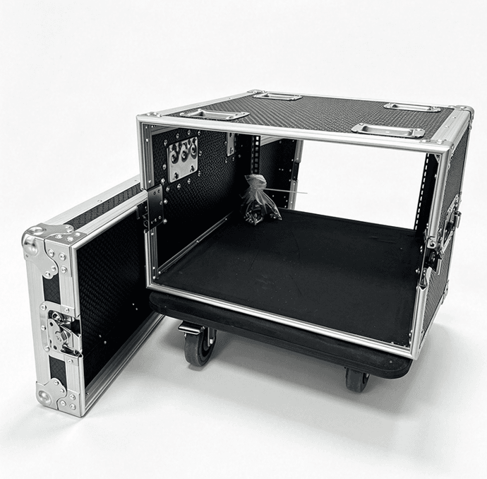 Double Door 7u Rack Mount Flight Case with Wheels